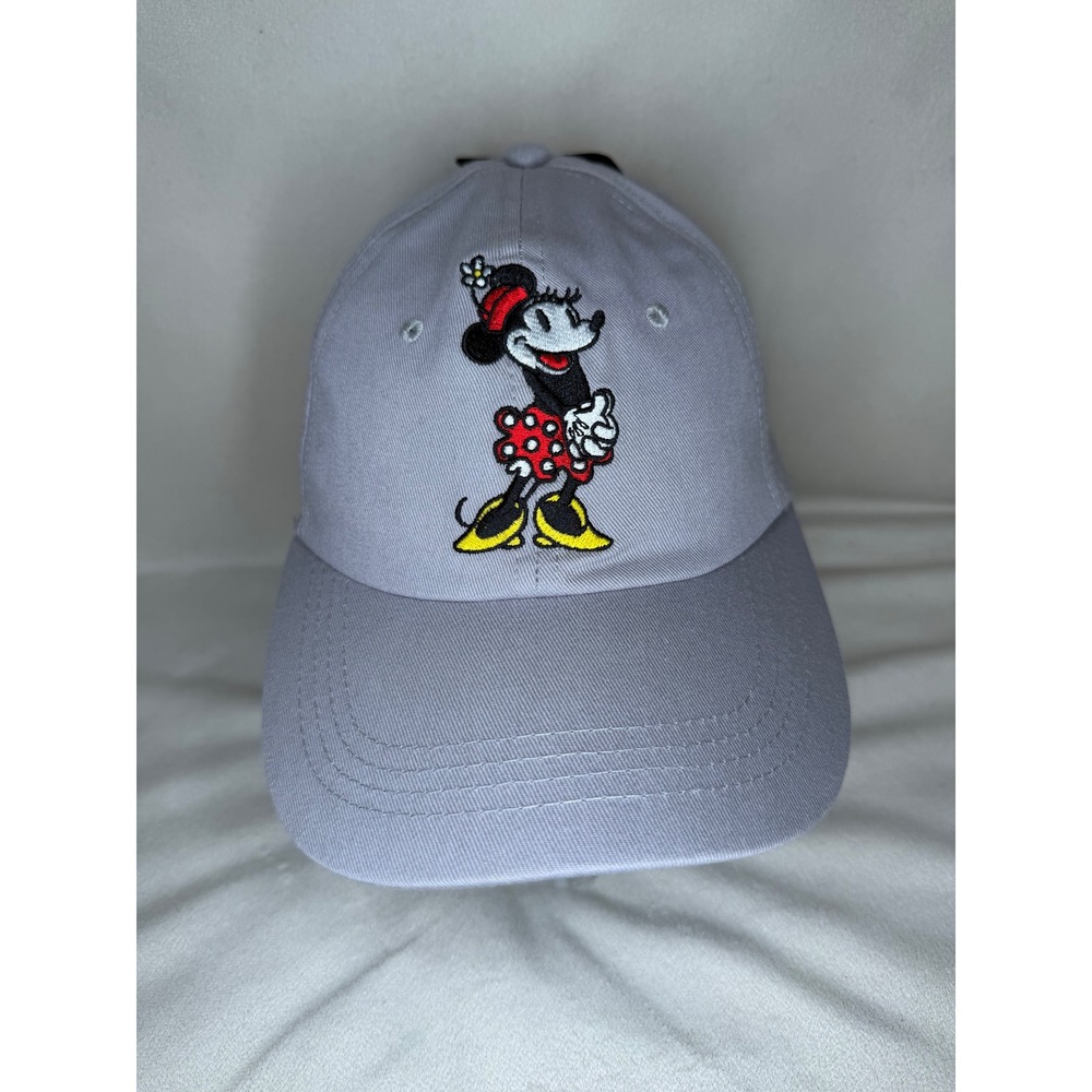 Disney Minnie Mouse Embroidered Gray Baseball Cap Hat Adjustable New